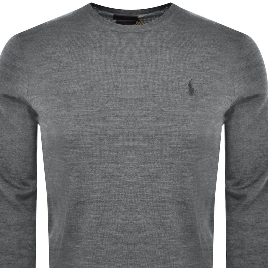 Ralph Lauren Slim Fit Wool Knit Jumper Grey Mainline Menswear Denmark